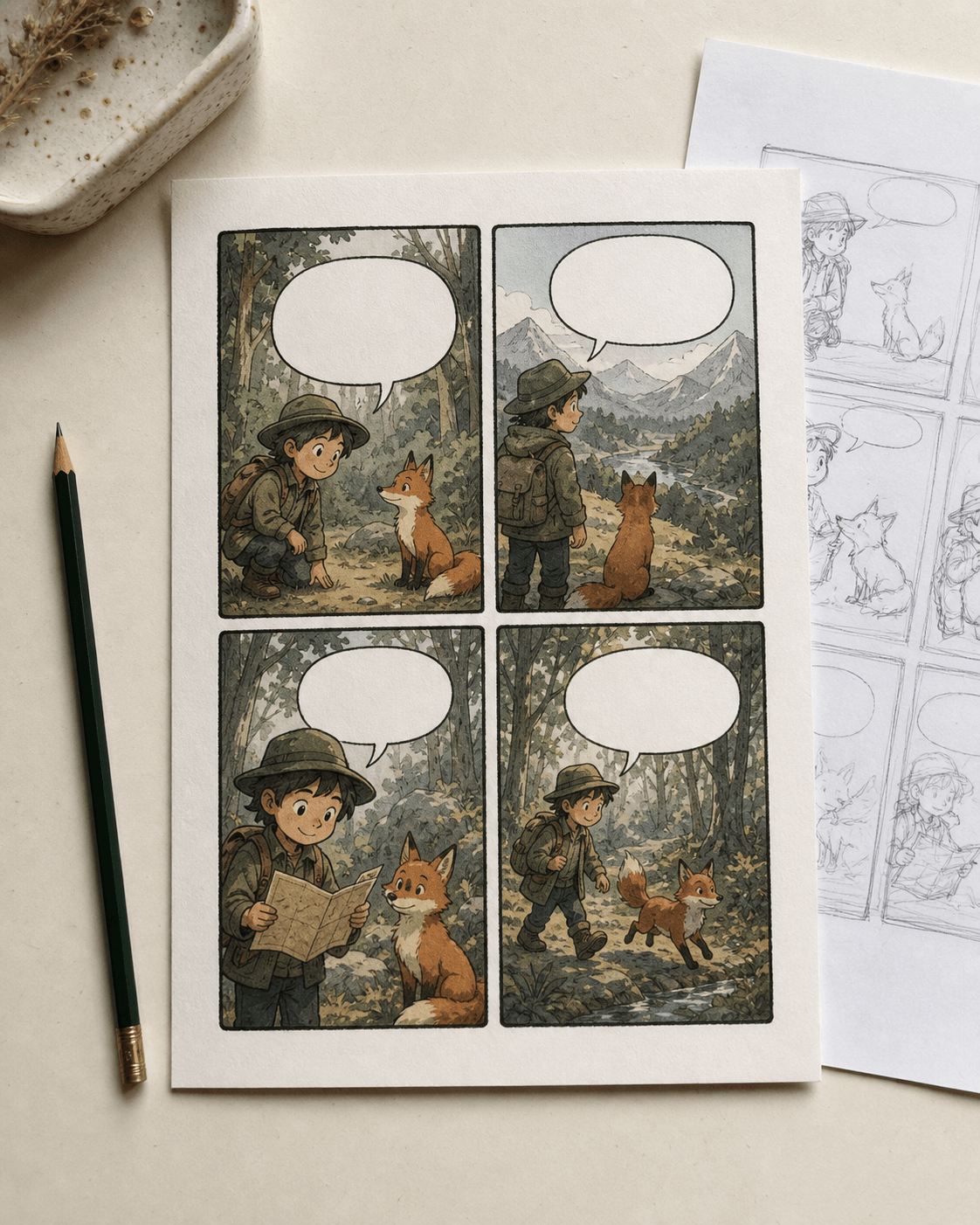 Printable comic pages prepared as a creative activity for children
